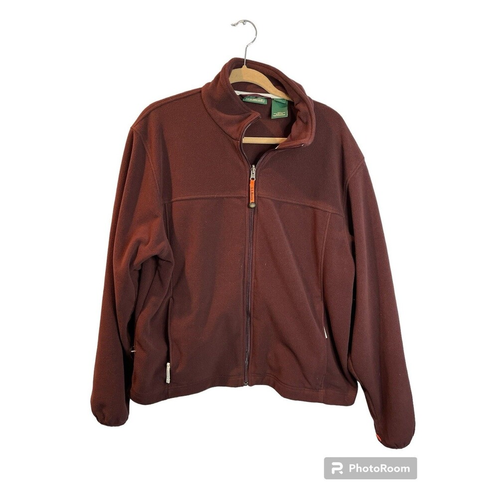 L.L. Bean Mens Full Zip Fleece Jacket Large Regular Burgundy Outdoor Classic